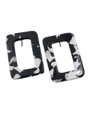 Black & White Trendy Resin Geometric Rectangle Earrings for Women